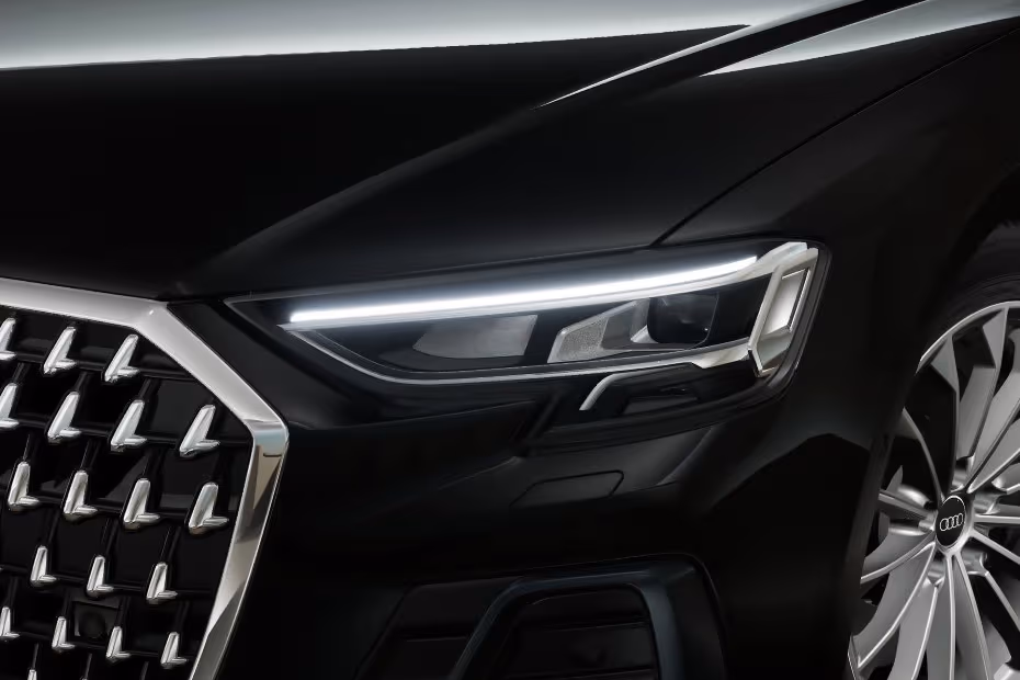  Audi A8 L 2026 LED Projector Headlight Close up