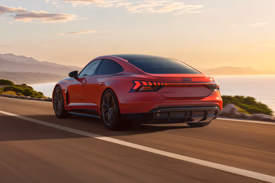 Audi E-tron GT 2026 Rear Left side angle view showing taillights