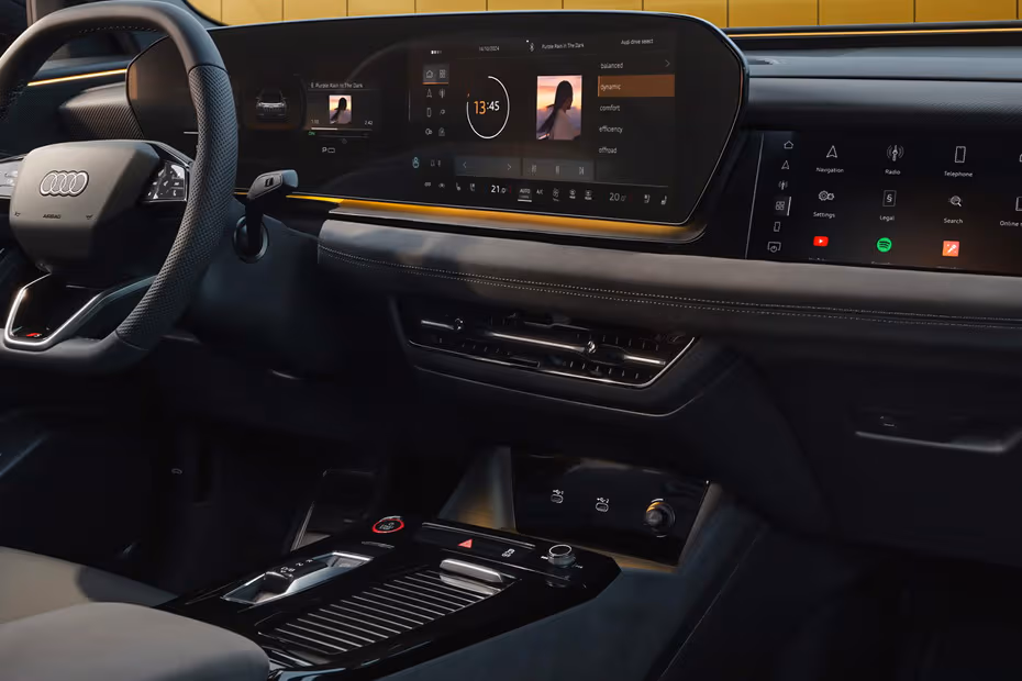 Audi SQ6 Sportback e-tron 2026 interior centre console storage compartment