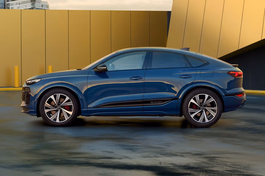 Audi SQ6 Sportback e-tron 2026 left profile showing alloy wheels