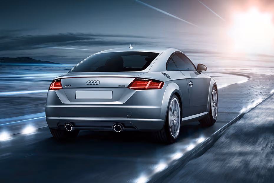 Audi TT Coupe 2026 Rear Right side angle view showing taillights
