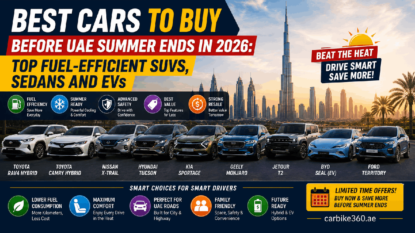 Best Cars to Buy Before UAE Summer Ends in 2026: Top Fuel-Efficient SUVs, Sedans and EVs