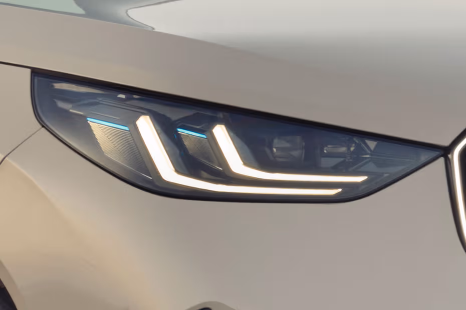 BMW X3 2026 Beige Colour SUV headlight close-up with integrated LED DRLs