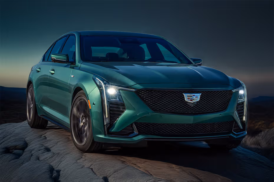 Cadillac CT5 V 2026 Front left side angle view highlighting the side profile