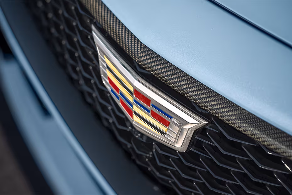 Cadillac CT5 V 2026 Grille mounted front emblem close-up