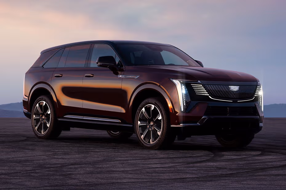 Cadillac Escalade IQ 2026 SUV Front left side angle view with alloy wheels