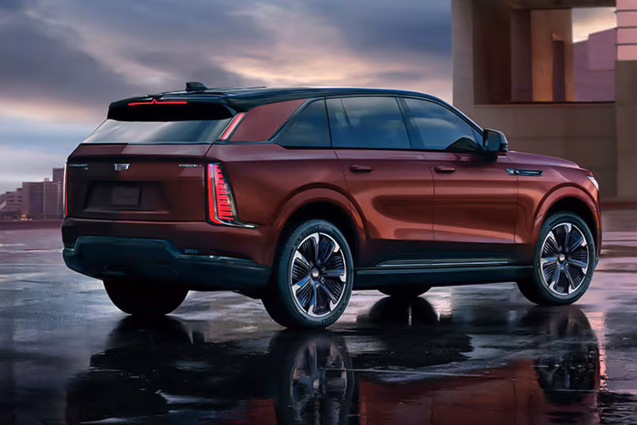 Cadillac Escalade IQ 2026 SUV Rear right side angle view with rear spoiler