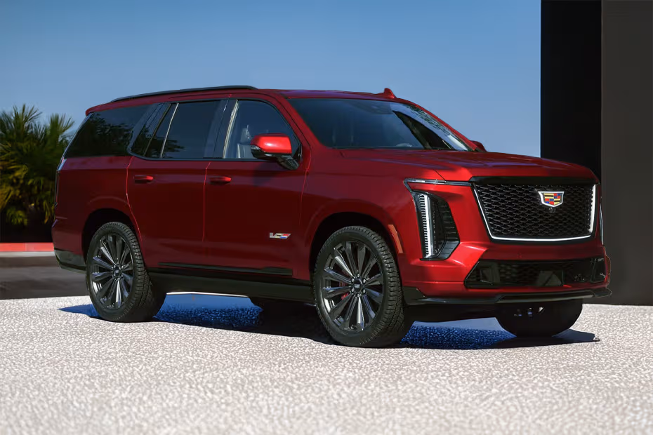 Cadillac Escalade V 2026 Front Left Side Angle View on City Street