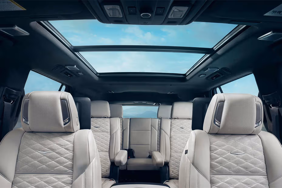 Cadillac Escalade V 2026 Front Passenger Cabin View with Panoramic Sunroof
