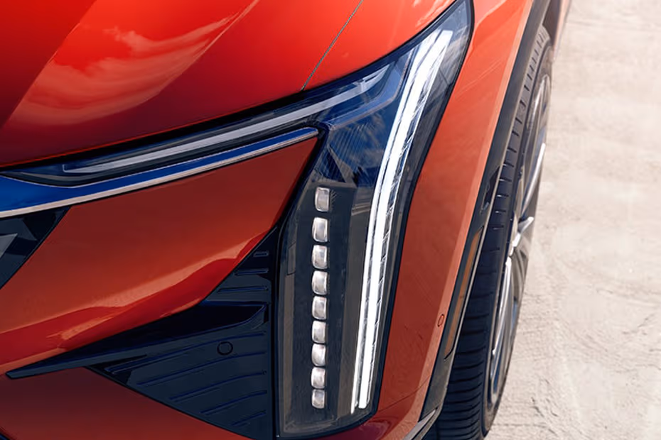 Cadillac Optiq 2025 LED projector headlight close-up