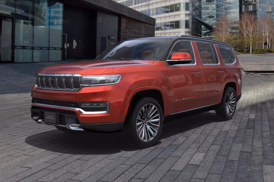 Jeep Grand Wagoneer 2026 front right side angle view on city street