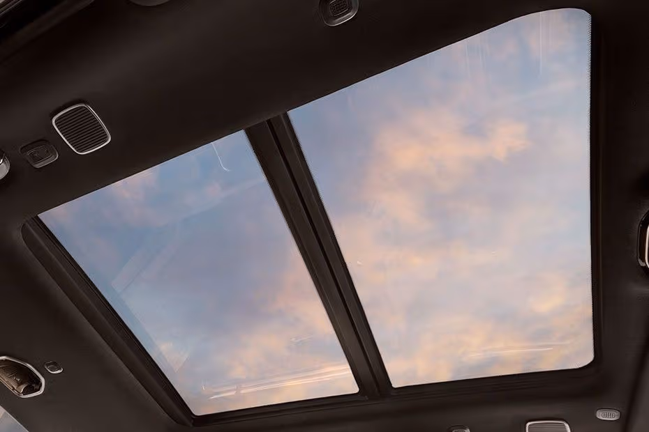Jeep Grand Wagoneer 2026 glass panoramic sunroof overhead view
