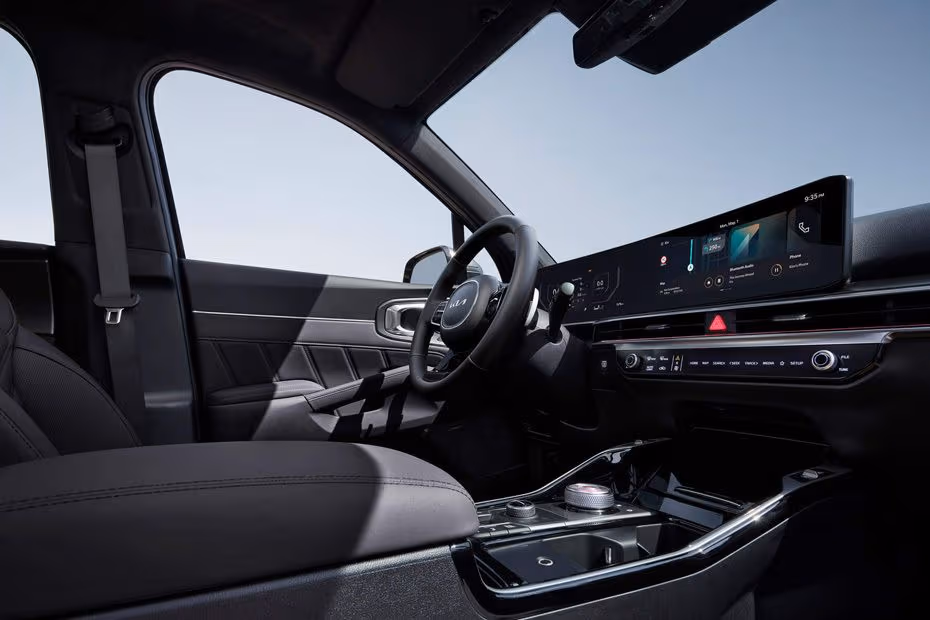 KIA Sorento 2026 Interior front seats view from the passenger side cabin