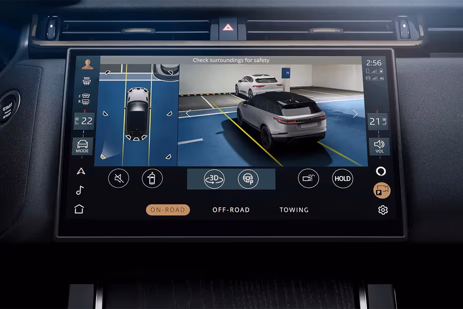 Land Rover Range Rover Velar 2026 Infotainment system showing parking assist interface