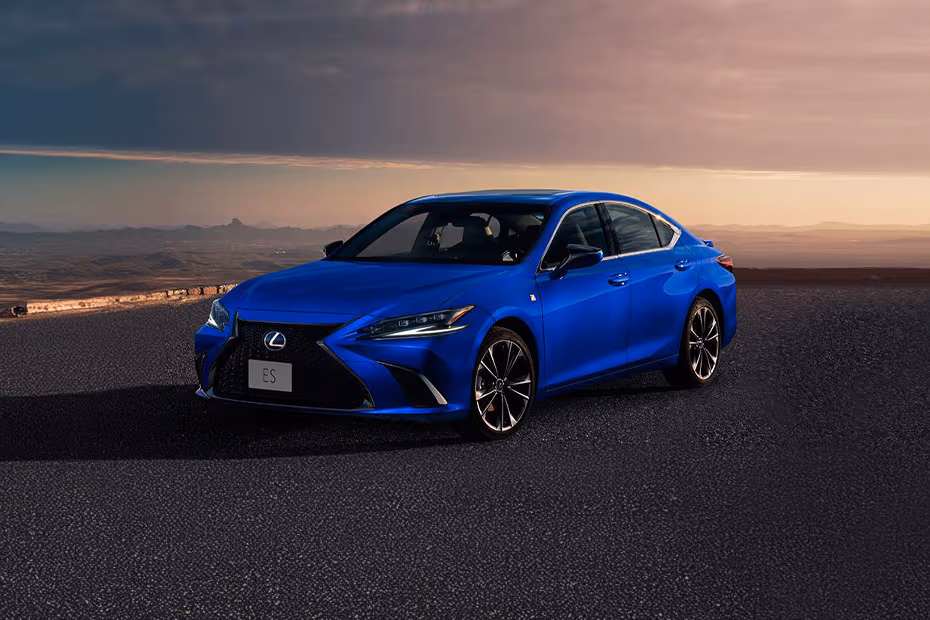 Lexus ES 2026 Deep Blue Mica Front Angle Low View
