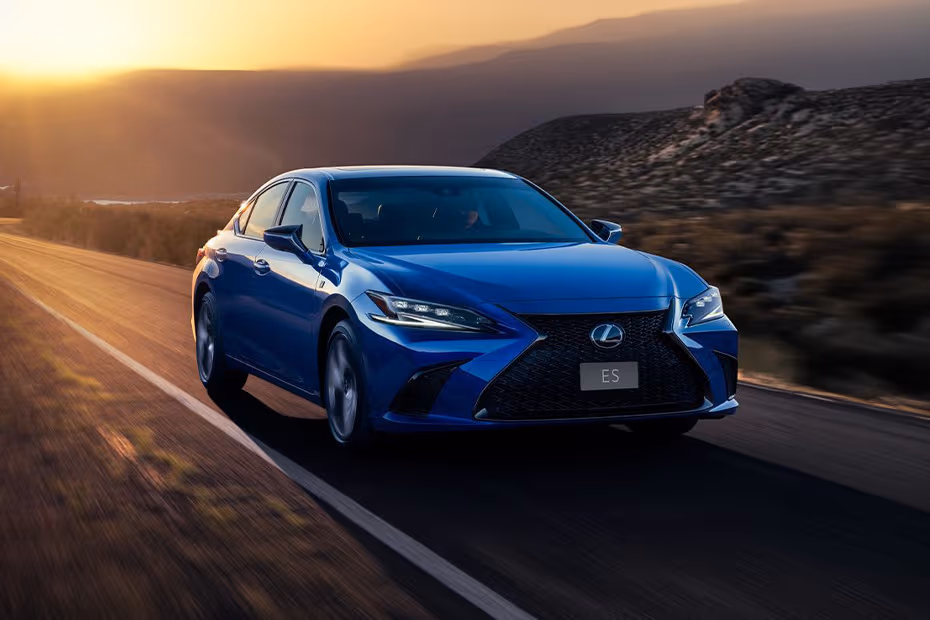 Lexus ES 2026 Deep Blue Mica Front View With LED Headlights