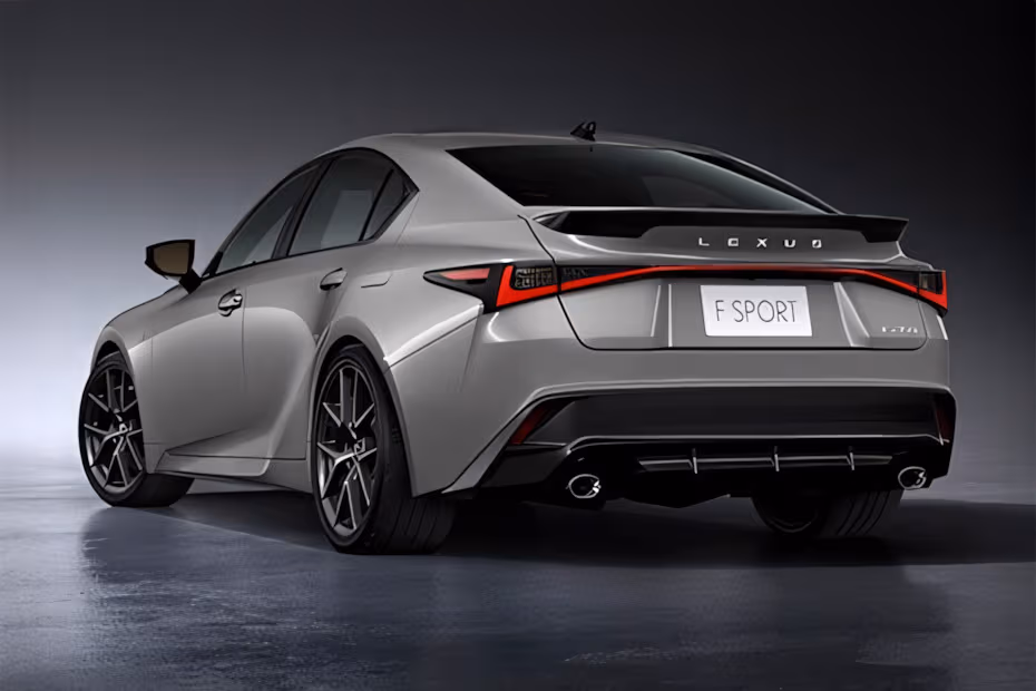 Lexus IS 2026 spoiler with integrated high mounted stop lamp close up
