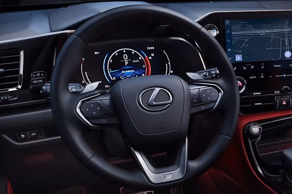 Lexus LC 500 Convertible 2026 Coupe Dashboard with digital instrument cluster and steering wheel 