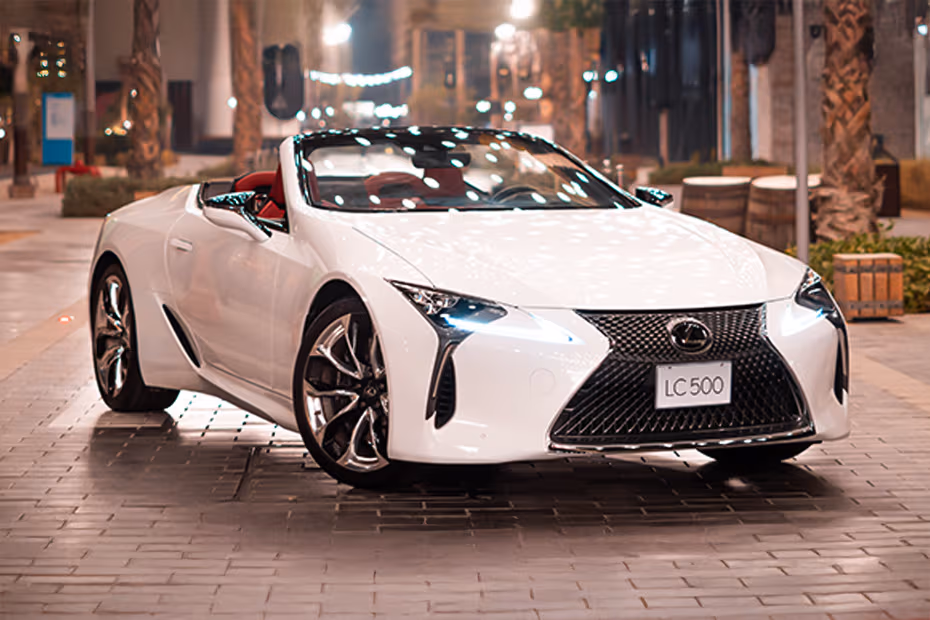 Lexus LC 500 Convertible 2026 Coupe White  front right side angle view