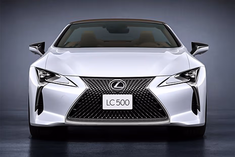 Lexus LC 500 Convertible 2026 Coupe White front view with LED Headlights