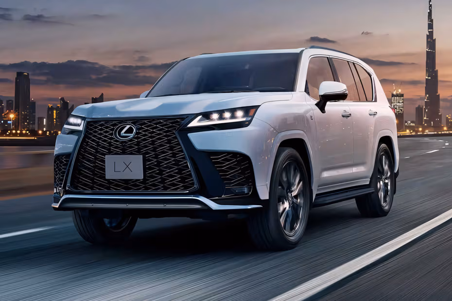 Lexus LX 2026 SUV Sonic Quartz front Deep Low Angle View
