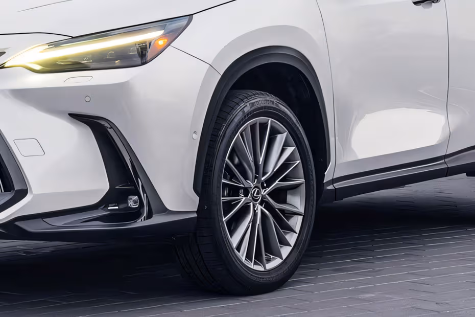 Lexus NX Hybrid 2026 SUV White Nova alloy wheel design close-up