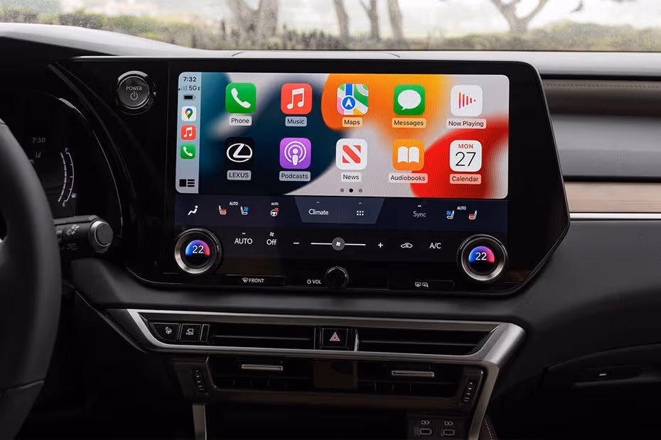 Lexus RX Hybrid 2026 SUV dashboard with floating touchscreen infotainment system 