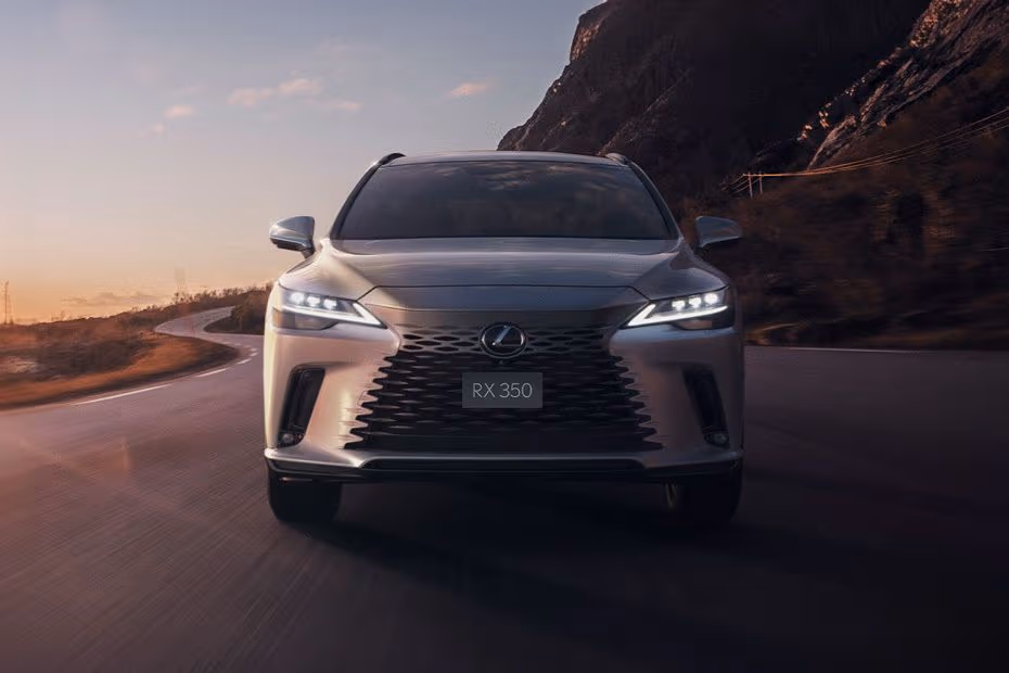 Lexus RX Hybrid 2026 SUV Sonic Iridium front view with LED Headlights