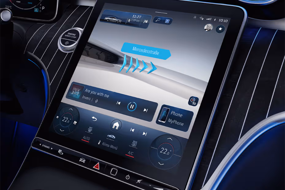 Mercedes-Benz AMG CLE 2026 Infotainment System Displaying Navigation Interface