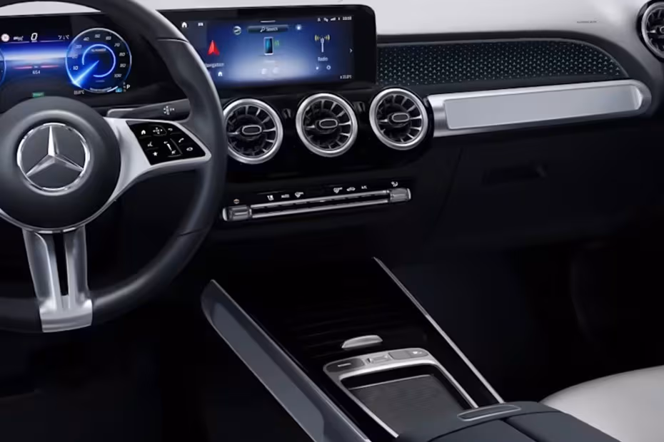 Mercedes-Benz EQB 2026 interior centre console storage compartment