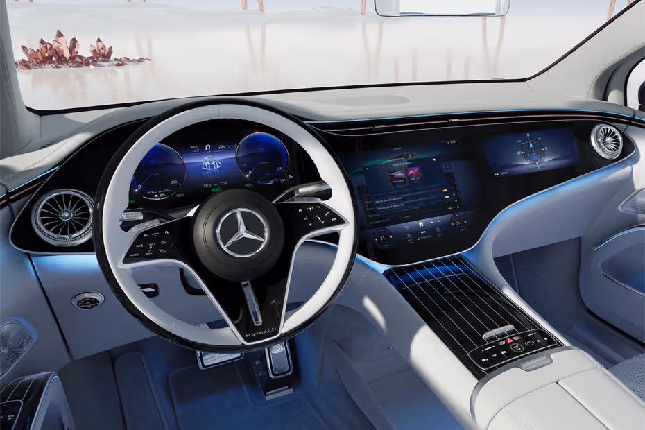 Mercedes-Benz Maybach EQS 2026 Dashboard Layout with Dual integrated displays