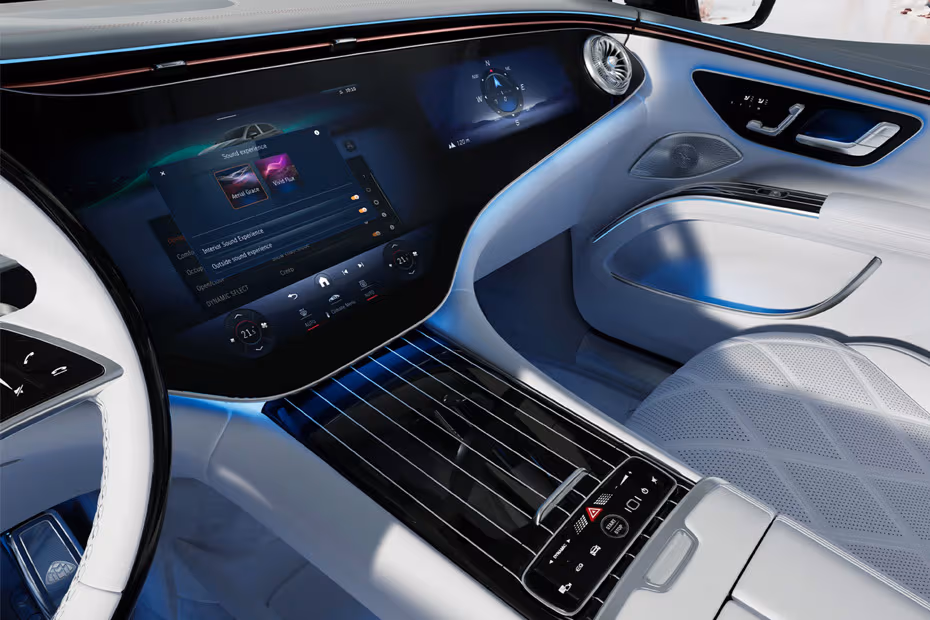 Mercedes-Benz Maybach EQS 2026 interior centre console storage compartment