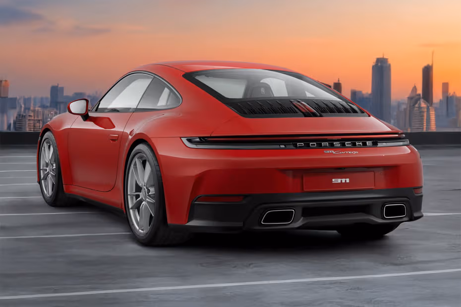 Porsche 911 2026 Rear left side angle view showing taillights