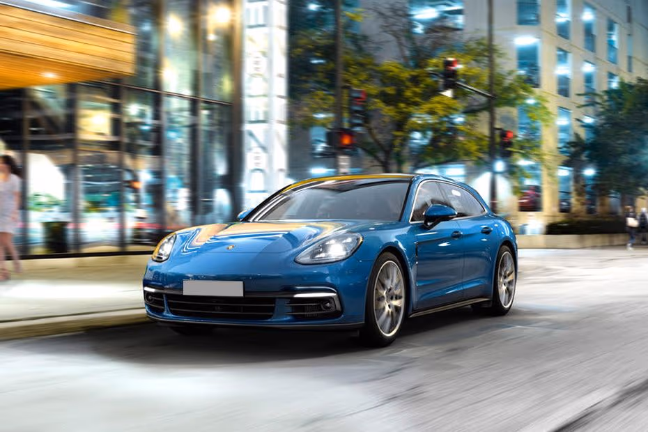 Porsche Panamera 2026 Front Right Side Angle View on City Street