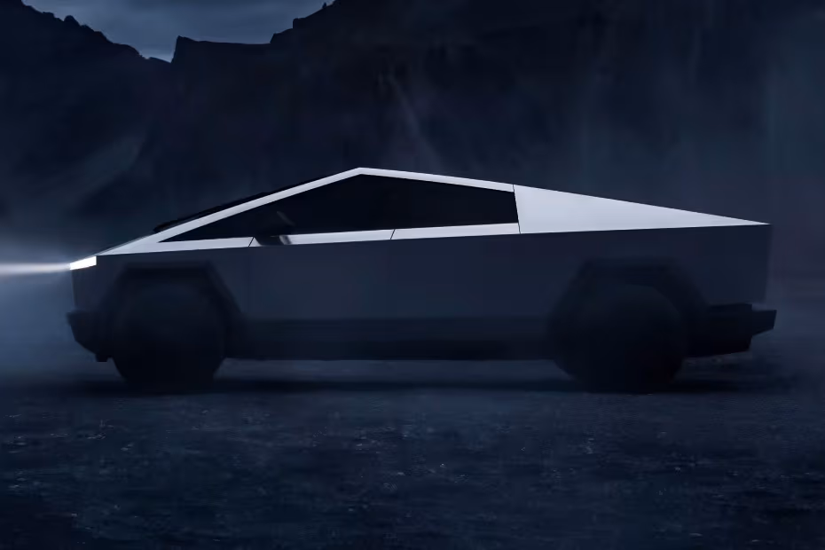 Tesla Cybertruck 2026 Left Side Profile with Alloy Wheels