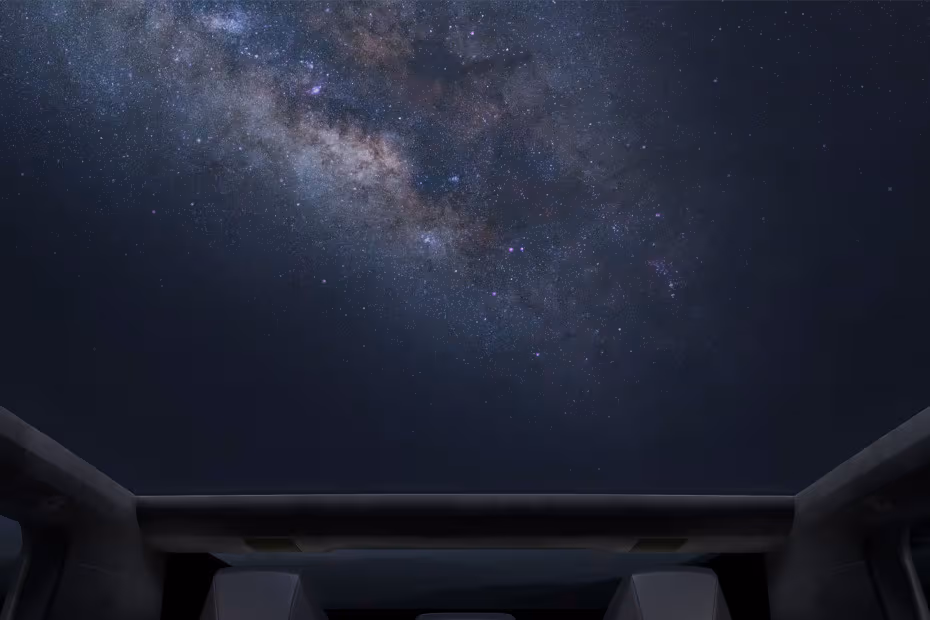 Tesla Cybertruck 2026 Panoramic Sunroof Overhead View