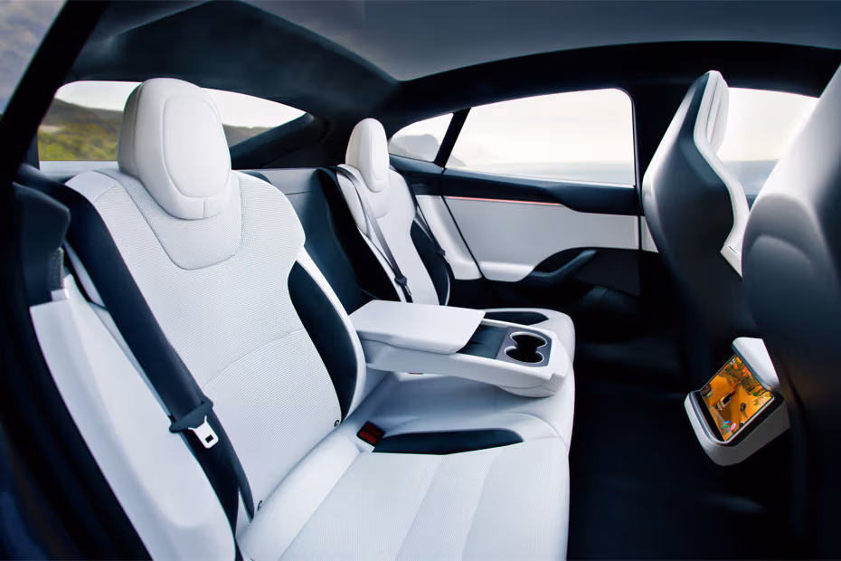 Tesla Model S 2026 Interior Second Row Rear Seats View