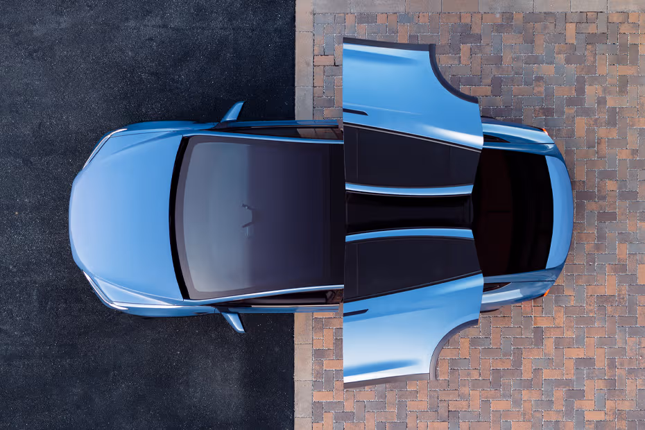 Tesla Model X 2026 Top View Showing Panoramic Glass Roof