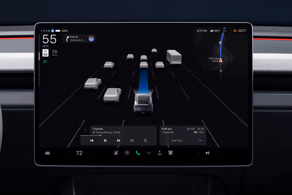 Tesla Model Y 2026 Floating Touchscreen Infotainment System