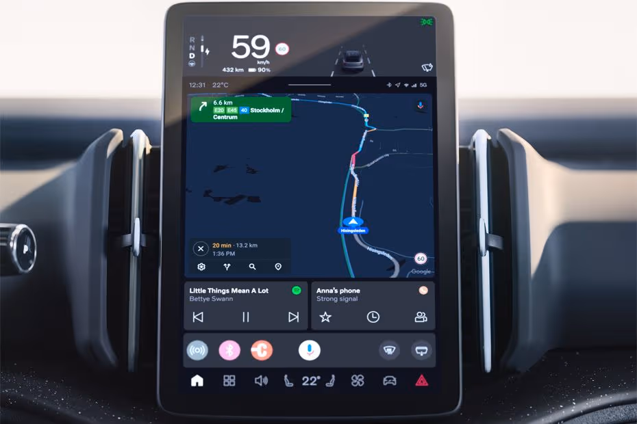 Volvo EX30 2026 infotainment system displaying navigation interface