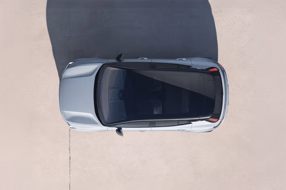 Volvo EX30 2026 top view with panoramic sunroof
