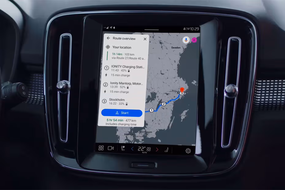 Volvo XC40 Recharge 2026 Infotainment System Displaying Navigation Interface